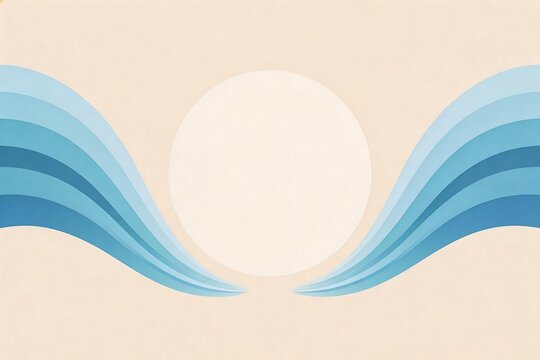 Abstract design with blue waves and white circle