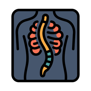 Scoliosis Spine Curve X-Ray Icon for Orthopedics