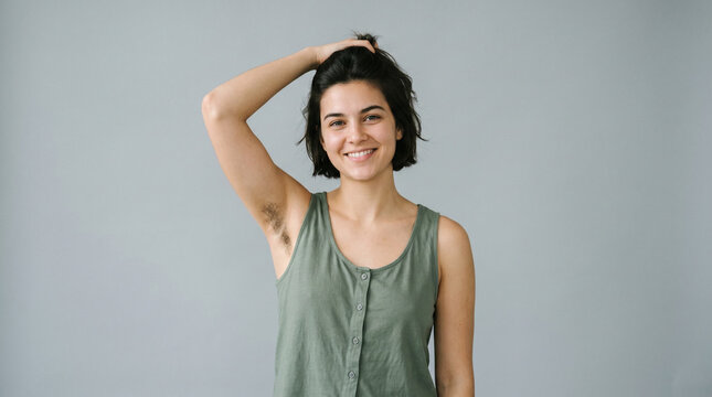 Woman displaying body hair confidence portrait
