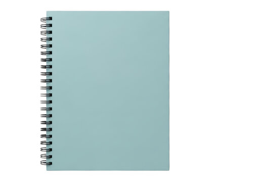 Light blue spiral bound notebook isolated on transparent background