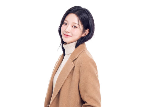 Elegant Young Asian Woman in Turtleneck and Coat