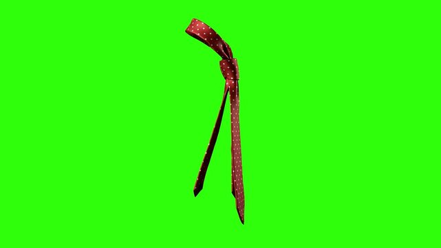 A detailed 3D rendering of a classic red silk necktie with a neat knot, isolated against a chroma key green background. Perfect for business presentations, office dress code tutorials, and corporate c
