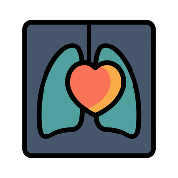 Enlarged Heart Cardiomegaly X-Ray Icon for Cardiology
