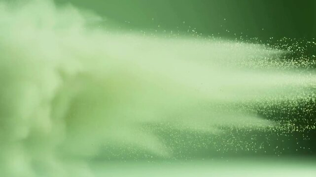Abstract Green Powder Explosion Underwater Macro Shot.