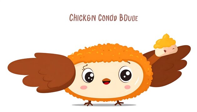 Cartoon chicken with comical expression and glasses.