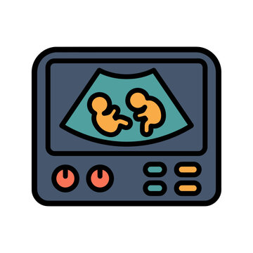 Twins Fetus Ultrasound Scan Icon for Maternity Clinic