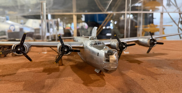 Silver aircraft model with creative shallow depth of field