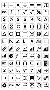 Collection of Math Symbols and Icons for Education and Science