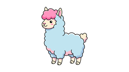 Cute Kawaii Alpaca Vector Illustration © ahmad