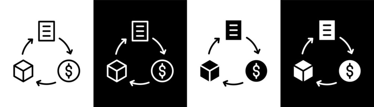 Implementation white and black icon set design