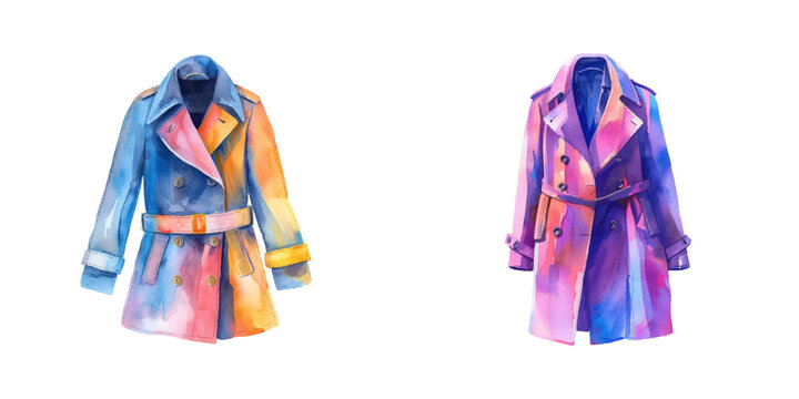 peacoat watercolor vector illustration
