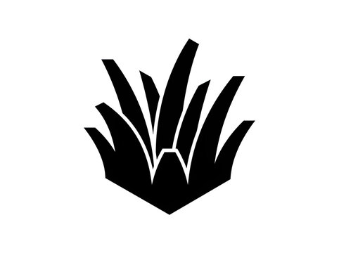 Black simple grass vector icon isolated on white background