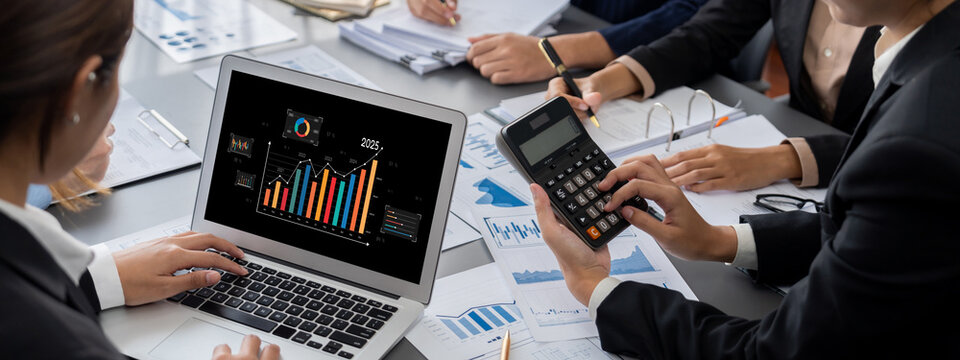 Business data dashboard provide business intelligence analytic for marketing strategy planning brisk with big data set to analyze customer demands and foreseeing business future