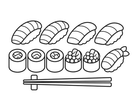 set of  sushi isolated on white background