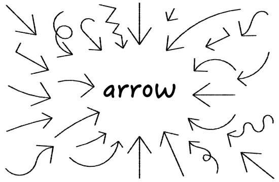 Set of various hand-drawn arrows&mdash;pointers, attention markers, directional guides, cursors, etc.