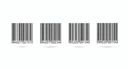 Obraz premium Five monochrome barcode patterns with black and white stripes for graphic resources and design projects.