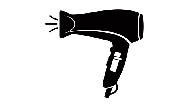 Compact hair drying device silhouette used for grooming and beauty applications.