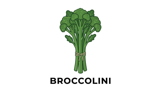 Fresh Green Broccolini Stalks Bundle Isolated Illustration for Healthy Organic Nutrition and Culinary Culinary Plant Based Diet