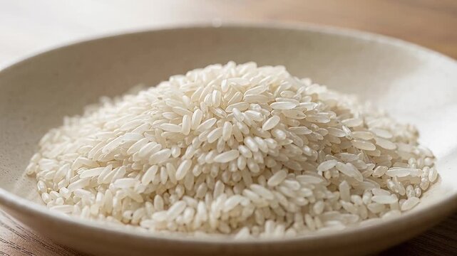 rice grains close-up on plate white rice
