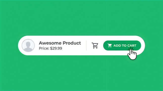 Hand clicking add to cart button on product banner