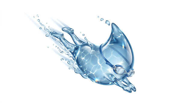Creative waterdrop vector swimmer character diving with goggles