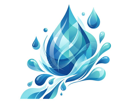 Abstract waterdrop vector with blue liquid splashes
