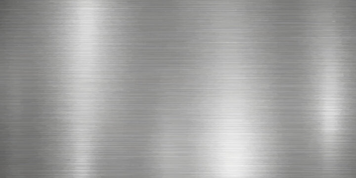 Silver brushed metal texture background polished stainless steel plate surface with light reflection abstract backdrop