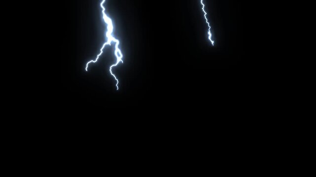 A dynamic and electrifying video sequence showcasing powerful and mesmerizing lightning strikes against an inky black sky