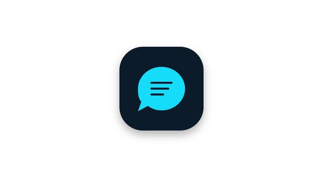 Minimalist light blue chat message bubble app icon