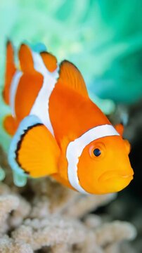 Clownfish lives in bleached anemone