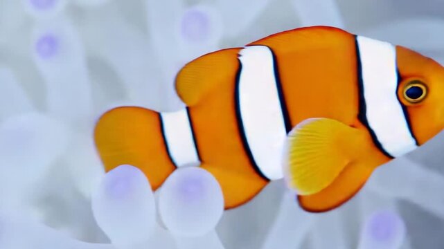 Clownfish lives in bleached anemone