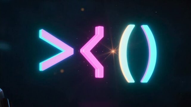 glowing programming symbols floating in dark void