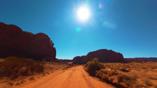 Monument Valley POV Scenic Drive Through Navajo Tribal Park, Arizona