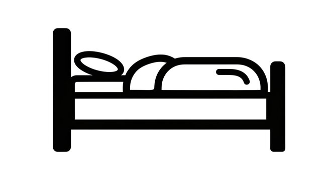 Minimalist double bed furniture icon.