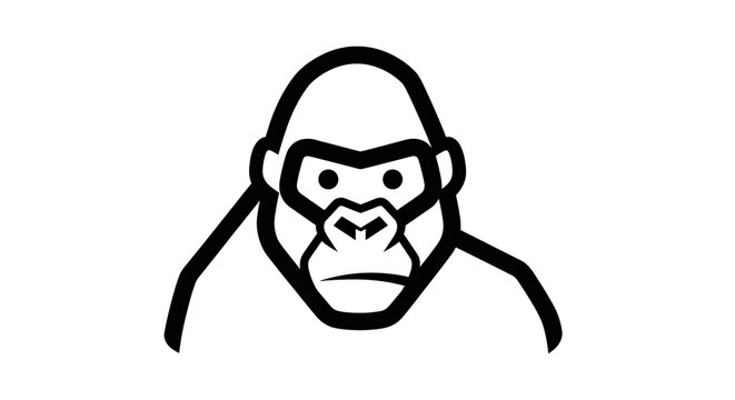 Minimalist gorilla head icon vector illustration.