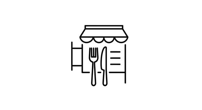 Minimalist restaurant table and cutlery icon.