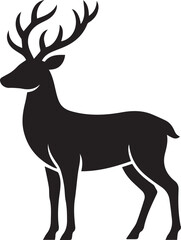 Fototapeta premium Majestic Stag Deer Silhouette Minimalist Flat Design Symbol For Hunting Lodge Nature Conservation Brand Identity Or Holiday Greeting Festive Winter Decoration