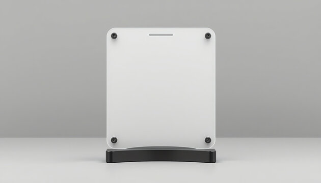Aluminum Counter top Sign Holder & Sign Frame. Weighted Table Top Sign Frame Double LL Sign Holder Super Click Mount. 3d render illustration.