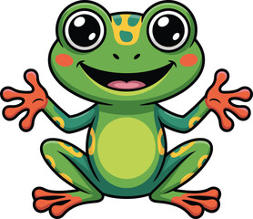 Fototapeta premium Cartoon green frog animal vector on white background.