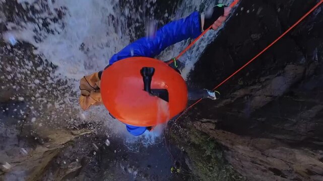 Canyoning at the Dangerous Waterfall in Chile