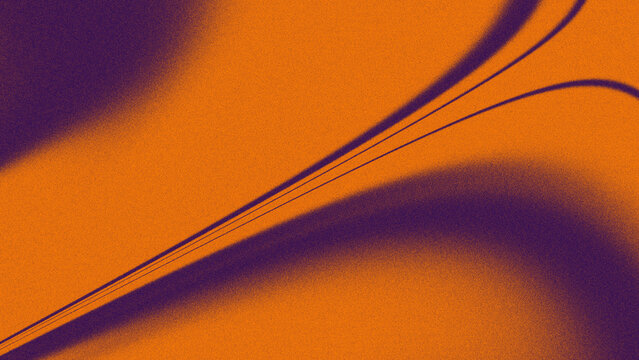 Abstract orange and purple grainy gradient background with wavy lines