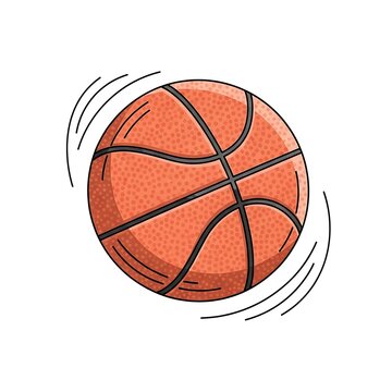 Basketball spinning or bouncing with dynamic movement lines isolated on white background basketball equipment activity competition exercise illustration isolated background