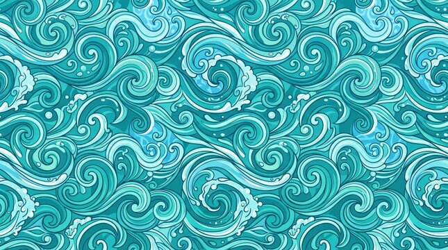 Hawaiian pattern blue ocean wave seamless graphic design with hawaiian seamless background abstract wallpaper decorative