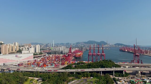 July 11 2026 Cargo vessels navigate busy deepwater shipping container channel.