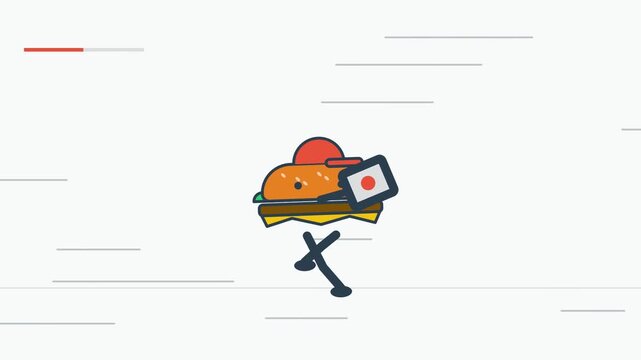 Fast Food Delivery Hamburger Character Running Animation