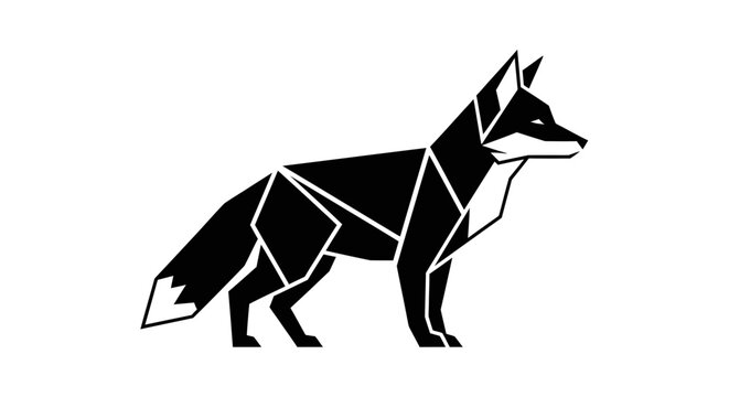Low poly standing fox geometric illustration.
