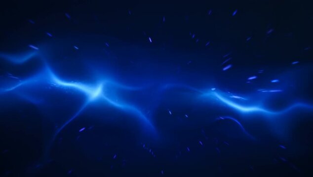 Abstract blue light wave seamless looping motion glowing line dark background, blue energy wave dark background abstract light glowing line electric streak motion blur neon blue luminous curve