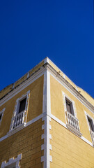 Obraz premium Historic Palácio 3 de Outubro Building with Architectural Details, Ornamental Windows and White Trim in Barbalha, Ceará, Brazil