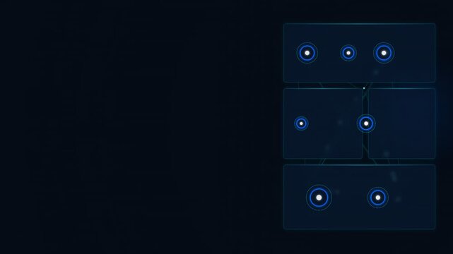 Blue digital interface with glowing icons