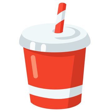 red paper soda cup with straw vector illustration
